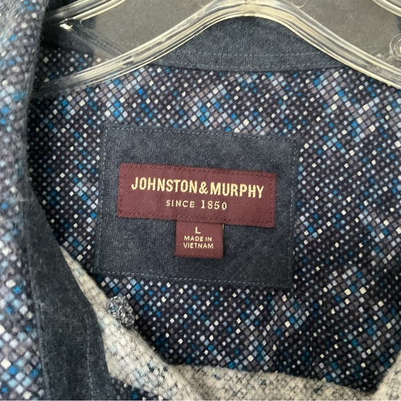 Johnston & Murphy Mens Button Down Long Sleeve Shirt L 100% Cotton Soft Twill - Picture 5 of 8